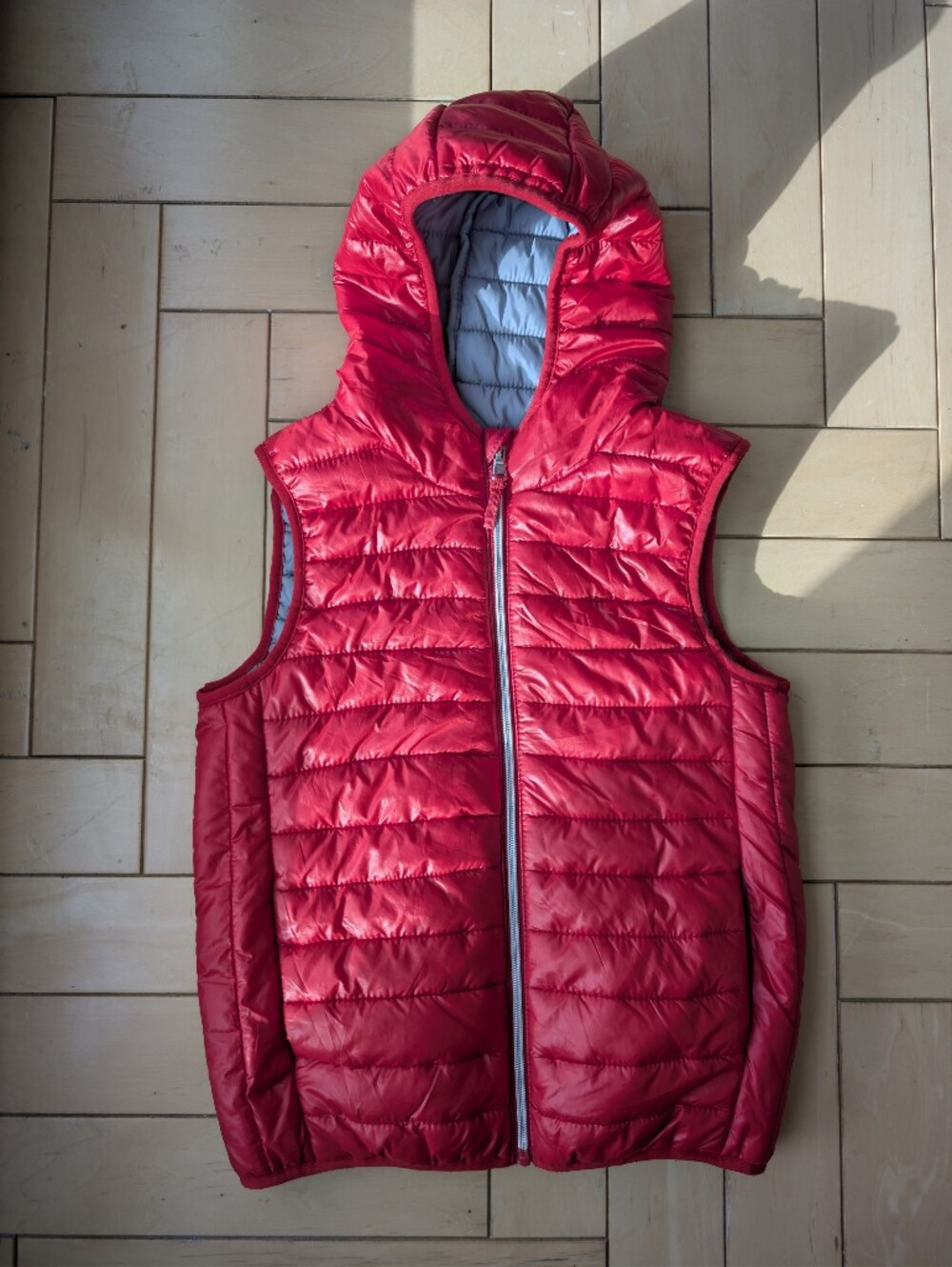 Red Hooded Puffer Vest for Boys, Size 8-9, Excellent Condition